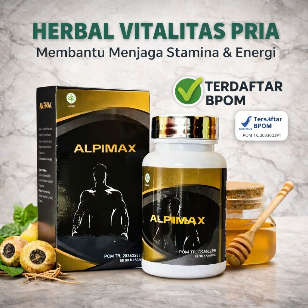 ALPIMAX Herbal Alami Obatkuat Pria Menjaga Kebugaran Stamina & Vitalitas Pria Obat Tradisional BPOM 