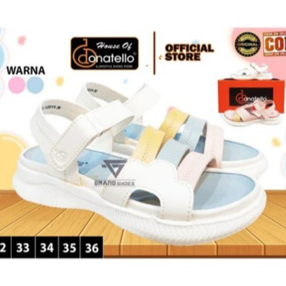 Donatello AR DC OI sepatu Sendal anak perempuan tali vecro slop kasual ringan anti slip Original