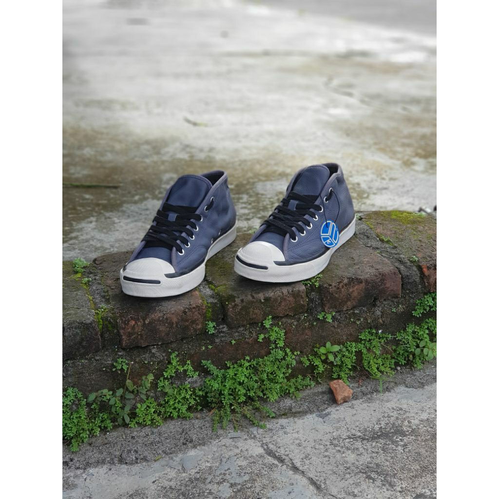 [ GAJIAN SALE ]  Converse Jack Purcell Mid Grey  - CONVERSE COLLABS - CONVERSE KULIT - CONVERSE ORIG