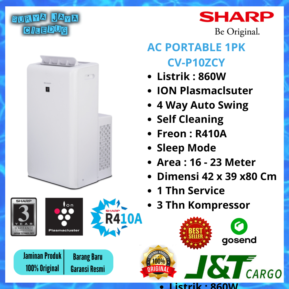 AC SHARP 1PK Portable CV-P10ZCY ION PLASMACLUSTER - KARGO