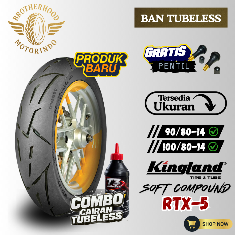 BAN KINGLAND KING JAGUAR RTX 5 TUBLES RING 14 (90/80-14 / 100/80-14) BAN TUBLES RING 14 / BAN DONAT 