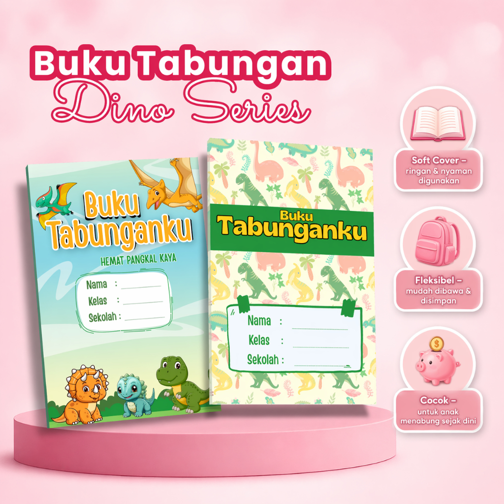 Buku Tabungan Anak Buku Tabungan Sekolah Lucu Karakter Dino
