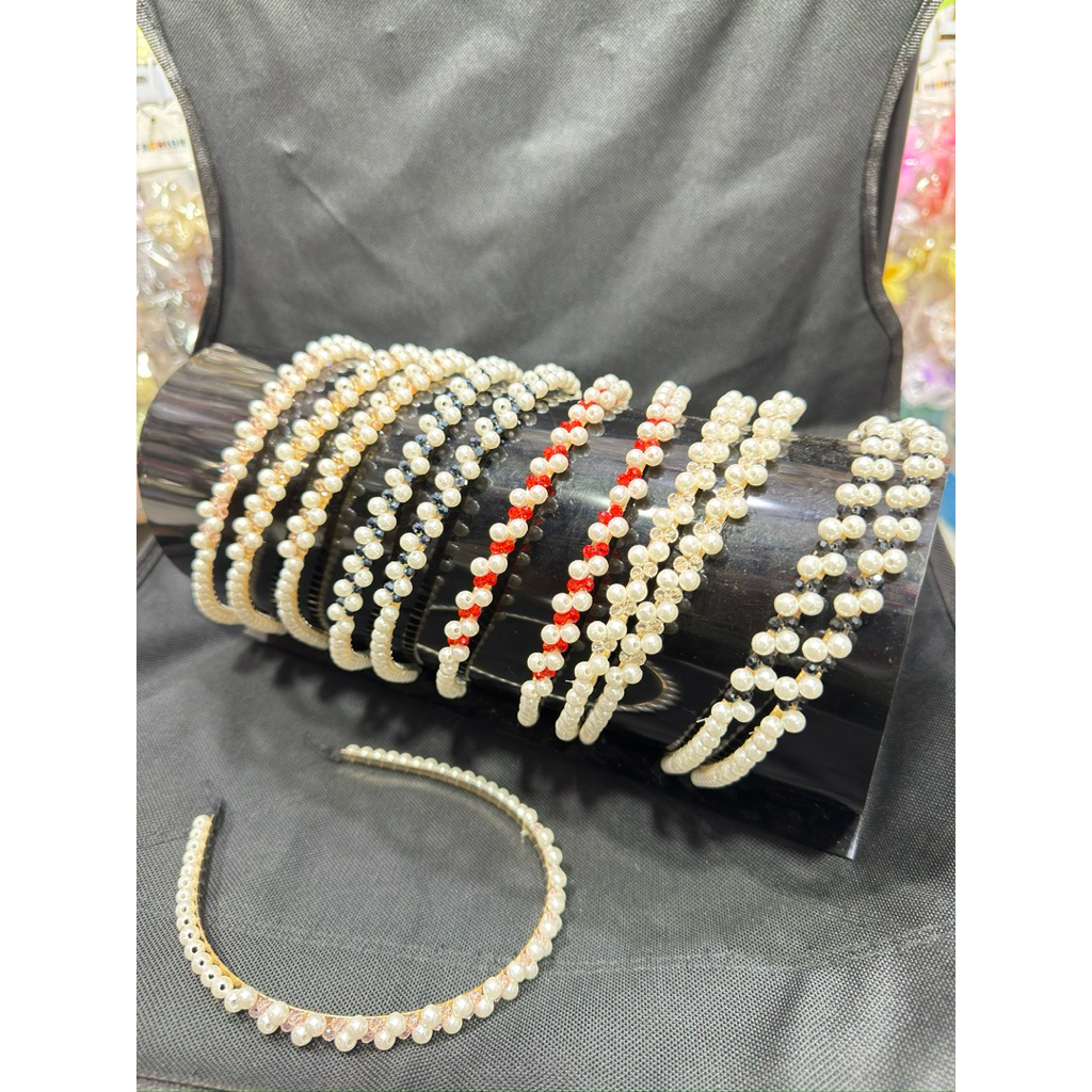 bando mata bando mutiara imfort/bando remaja/bando dewasa( isi 12 pcs)bando rambut dewasa