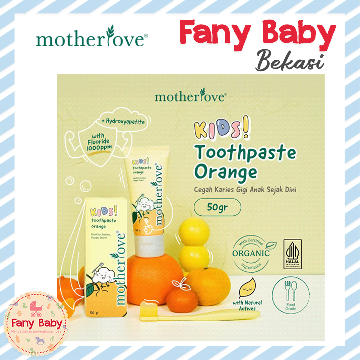 MOTHERLOVE KIDS TOOTHPASTE ORANGE 50G WITH FLUORIDE 1000PPM & HYDROXYAPATITE