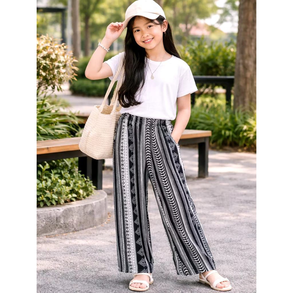 Celana Kulot Anak Rayon Premium Motif Lucu  Usia 6–12 Tahun