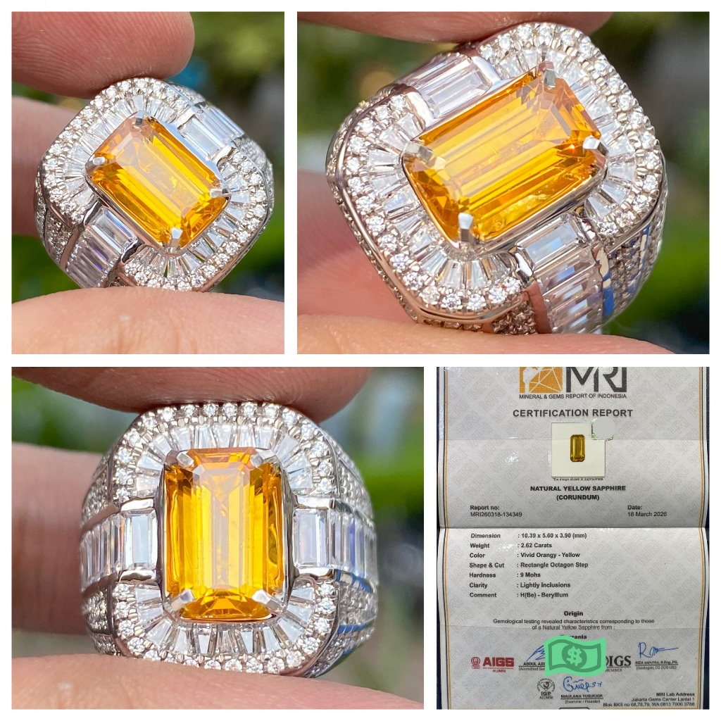 Natural 2.62ct vivid yellow sapphire hbe tanzania