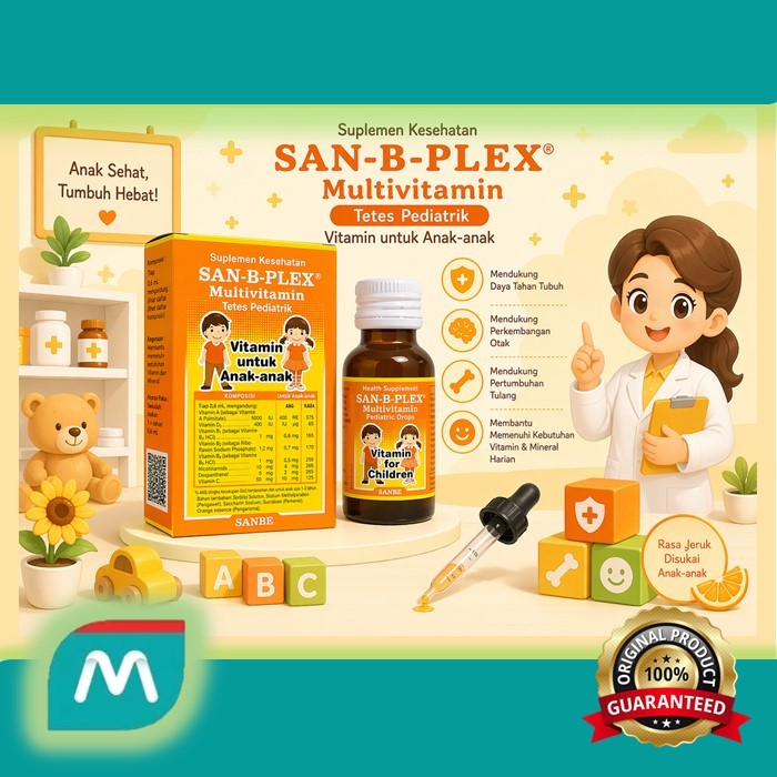 SAN-B-PLEX TETES DROP 15 ML SUPLEMEN NUTRISI UNTUK BAYI & ANAK, PENAMBAH NAFSU MAKAN