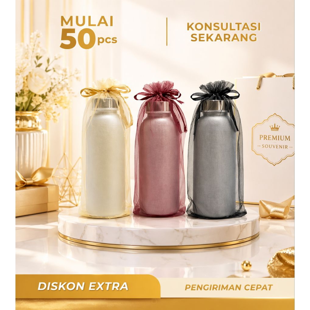 Kantong Tile Serut Souvenir Ukuran 10 x 24 Cm Kantong Kemasan Souvenir My Botol