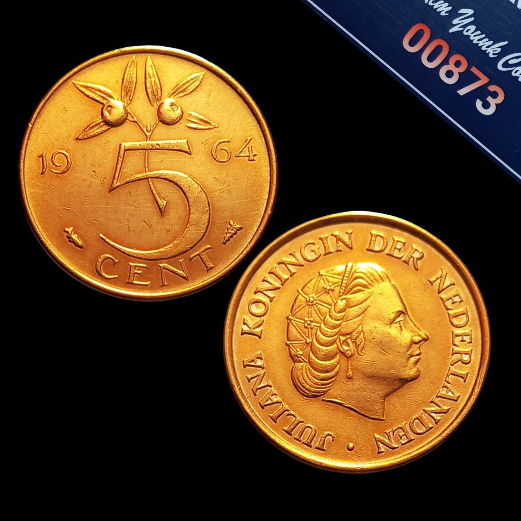 UKA064Coin 5 Cent (BELANDA) Ratu Juliana Thn 1964 Detail Bagus Sesuai Difoto