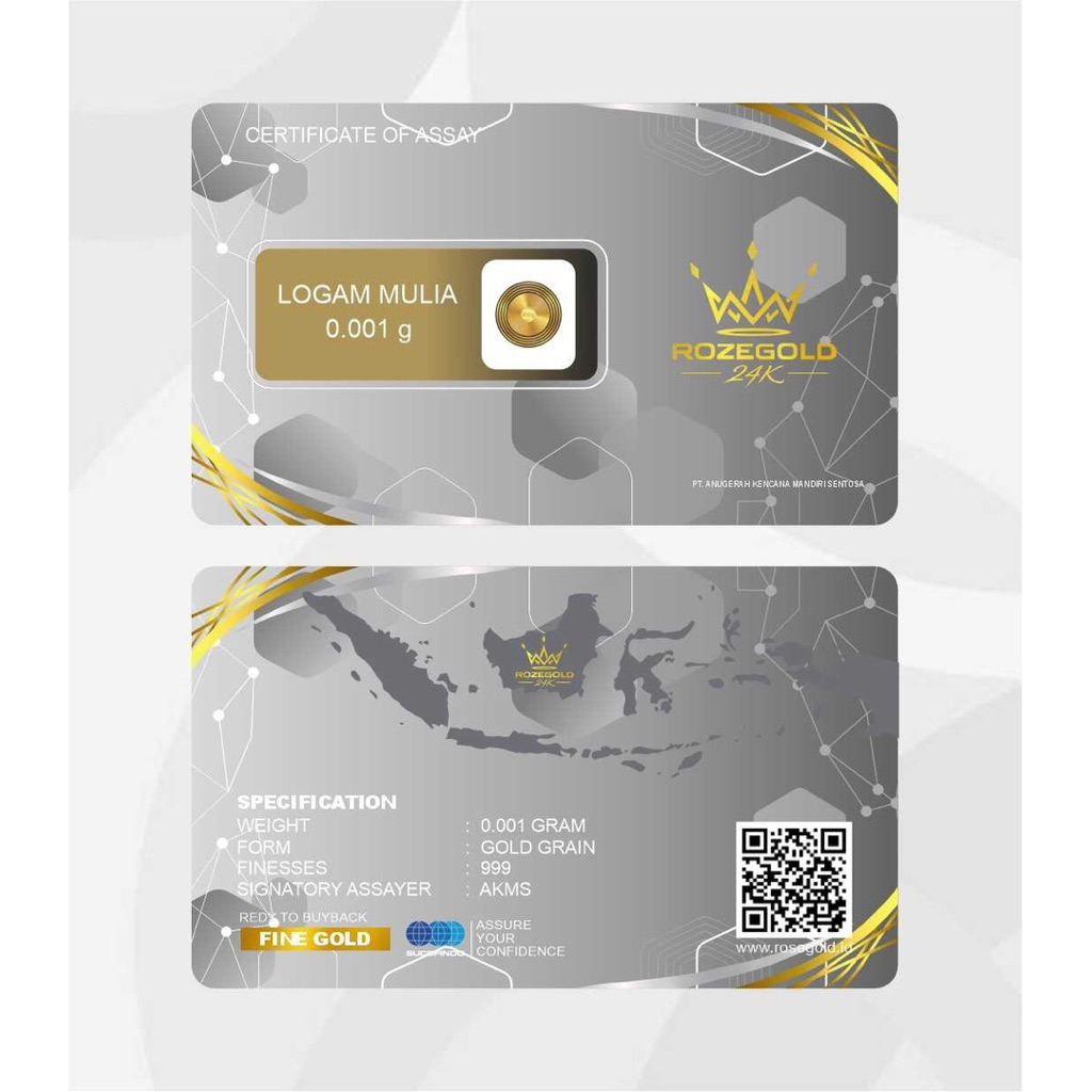 rosegold Emas Mini 0,001 Gram 24 Karat - Investasi Mudah, Souvenir Elegan, Tahan Inflasi