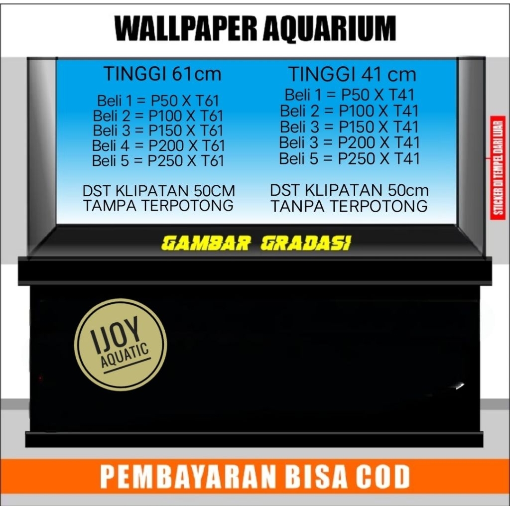 STIKER GRADASI AKUARIUM sticker skotlet background aquarium aquascape