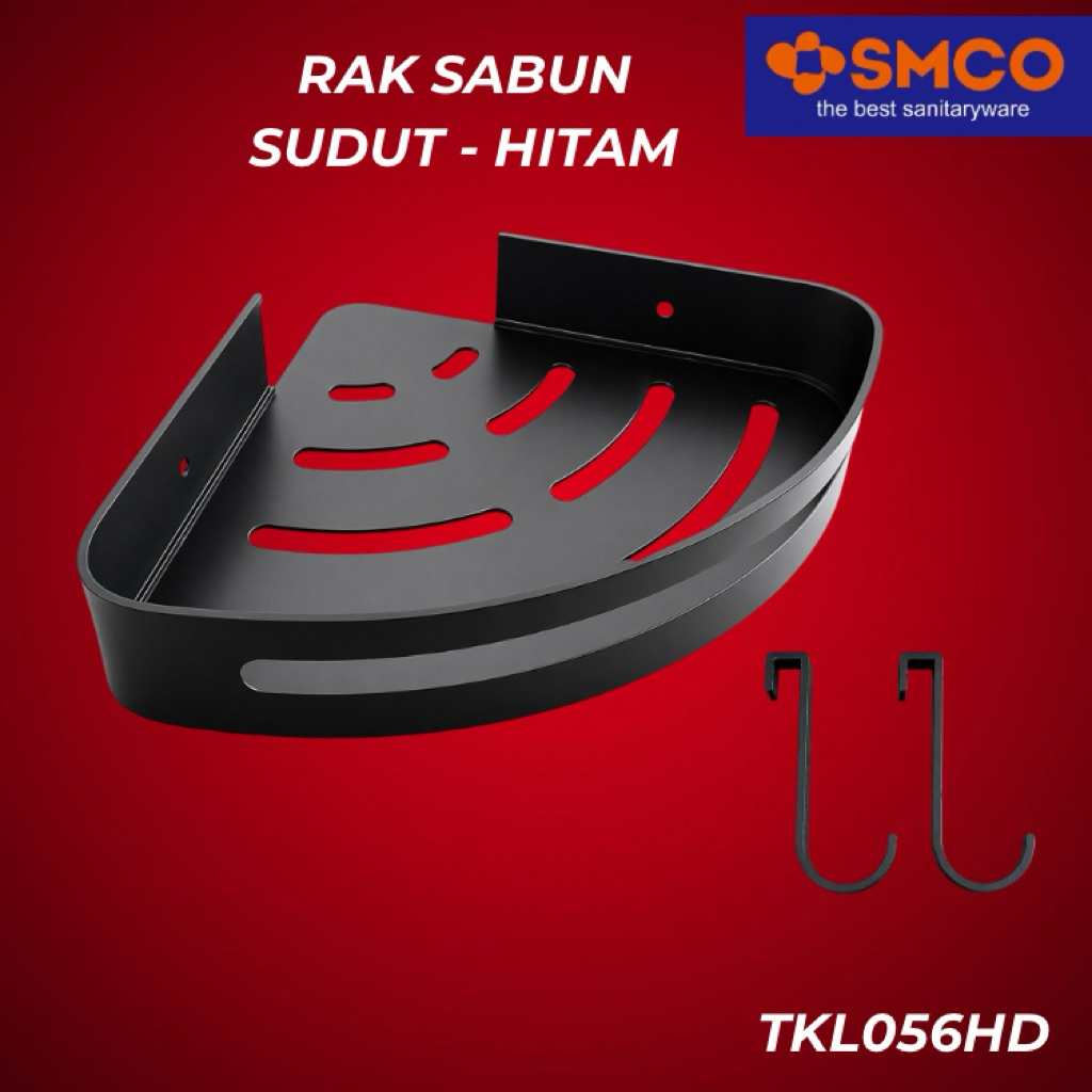 Rak Sabun Shampoo Sudut Tembok Hitam Aluminium SMCO TKL005HD
