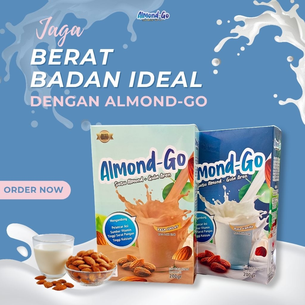 ALMOND-GO Susu Almond plus Gula Aren Bebas Laktosa Susu Diet Alami