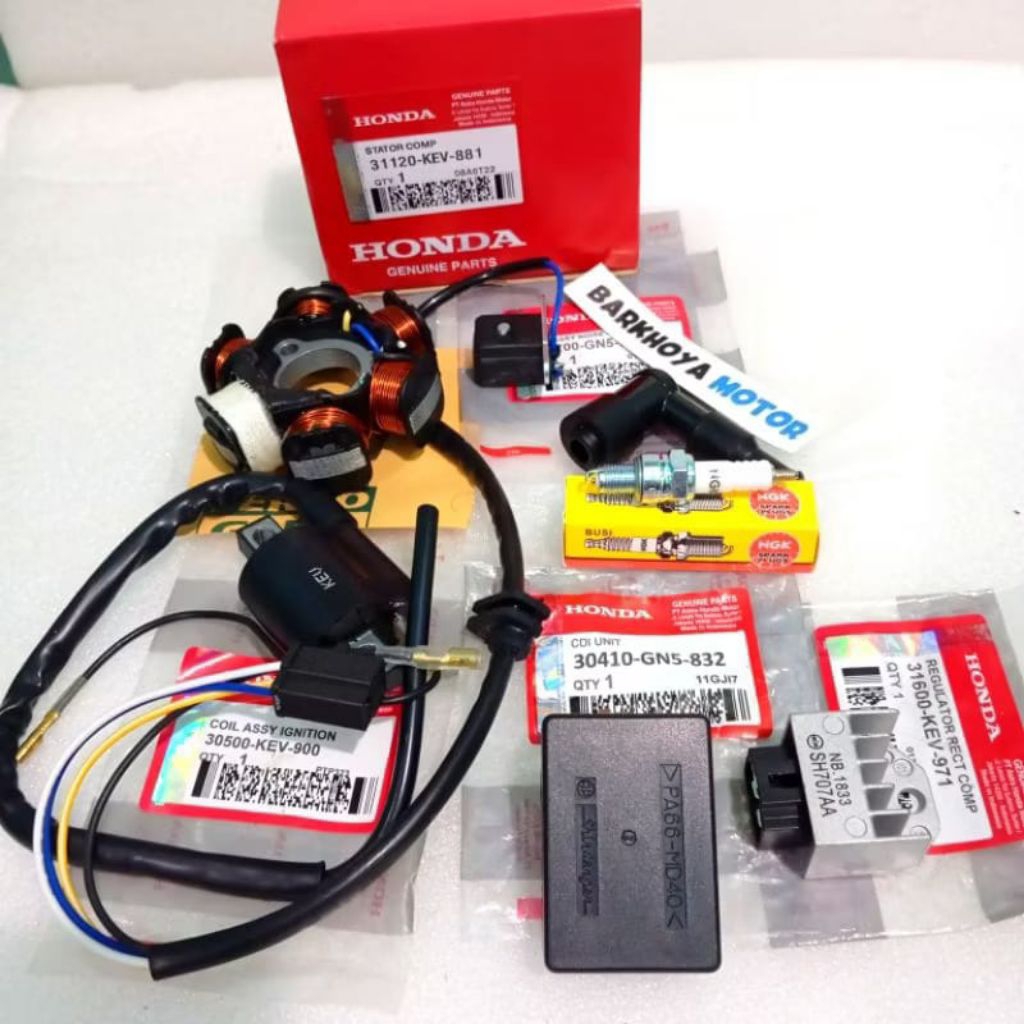 Paket Pengapian 6 Item Spull spull Assy set Honda Supra X Supra Fit Old New Revo Lama KEV + Cdi + Co