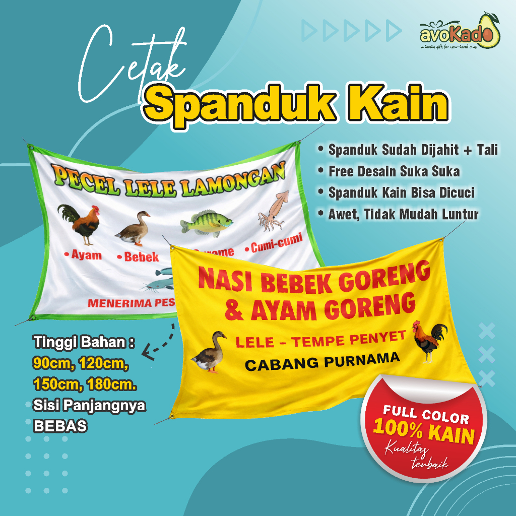 Cetak Spanduk Kain Custom Warung Pecel Lele - Spanduk Kain TC Premium Awet