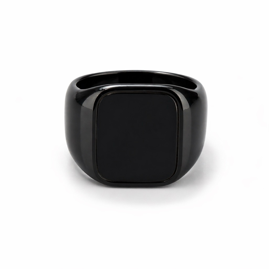 Cincin Pria Hitam Kotak Polos