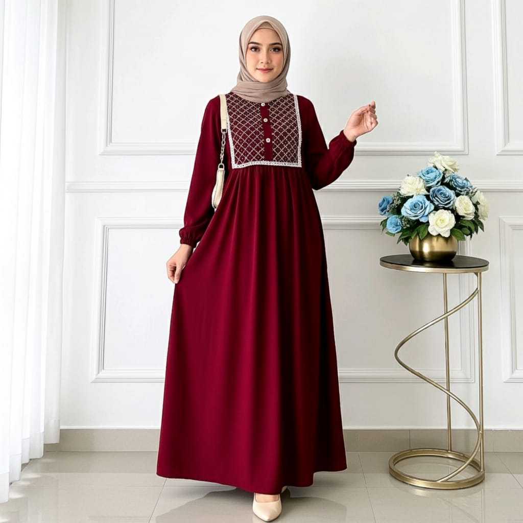 BIGG PROMO GAMIS TWILL BURKAT POLOS BUSUI//GAMIS MURAH DRESS BURKAT KEKINIAN