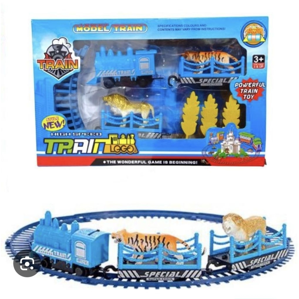 Mainan Anak Kereta Api Locco Train Electric Baterai Hewan Safari Model Train