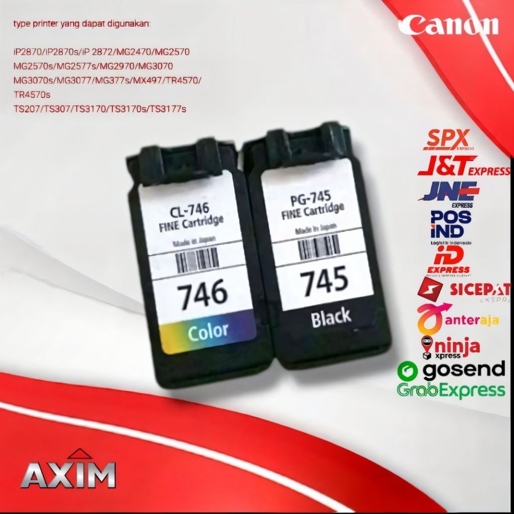 Tinta cartridge canon 745 black 746 colour  untuk printer printer Canon PIXMA seri iP2870/iP2870s/iP