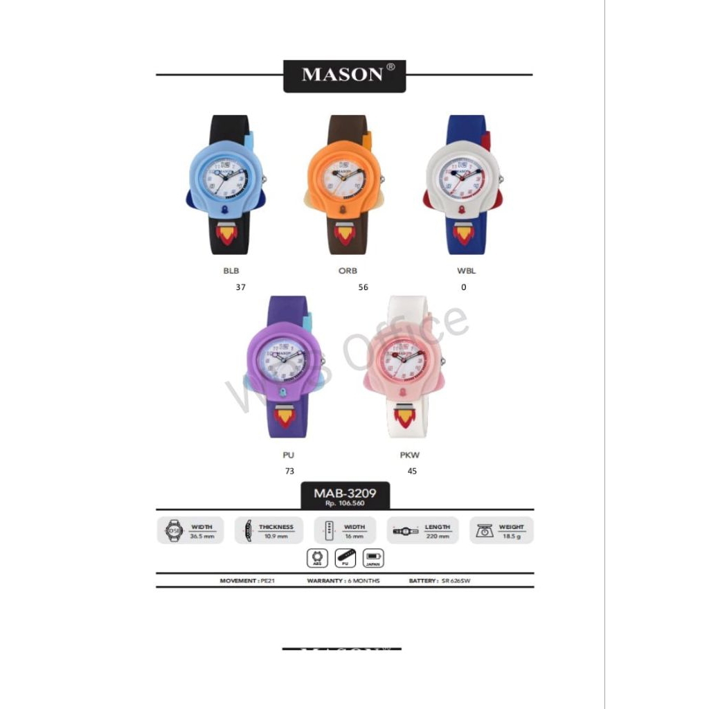 Mason MAB-  Original 100% | Jam Tangan Anak Mason