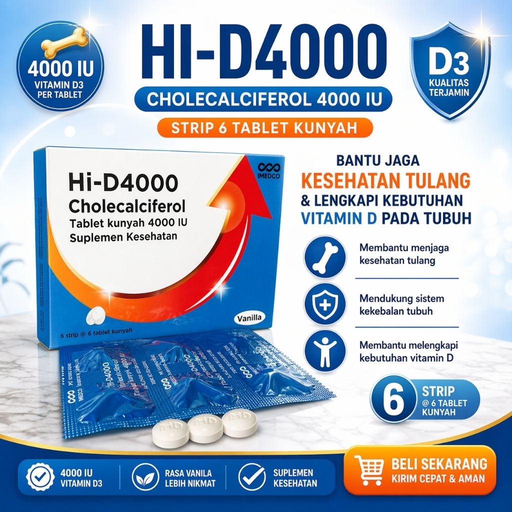 Hi-D4000 Suplemen Vitamin D3 4000 IU Cholecalciferol 4000 IU