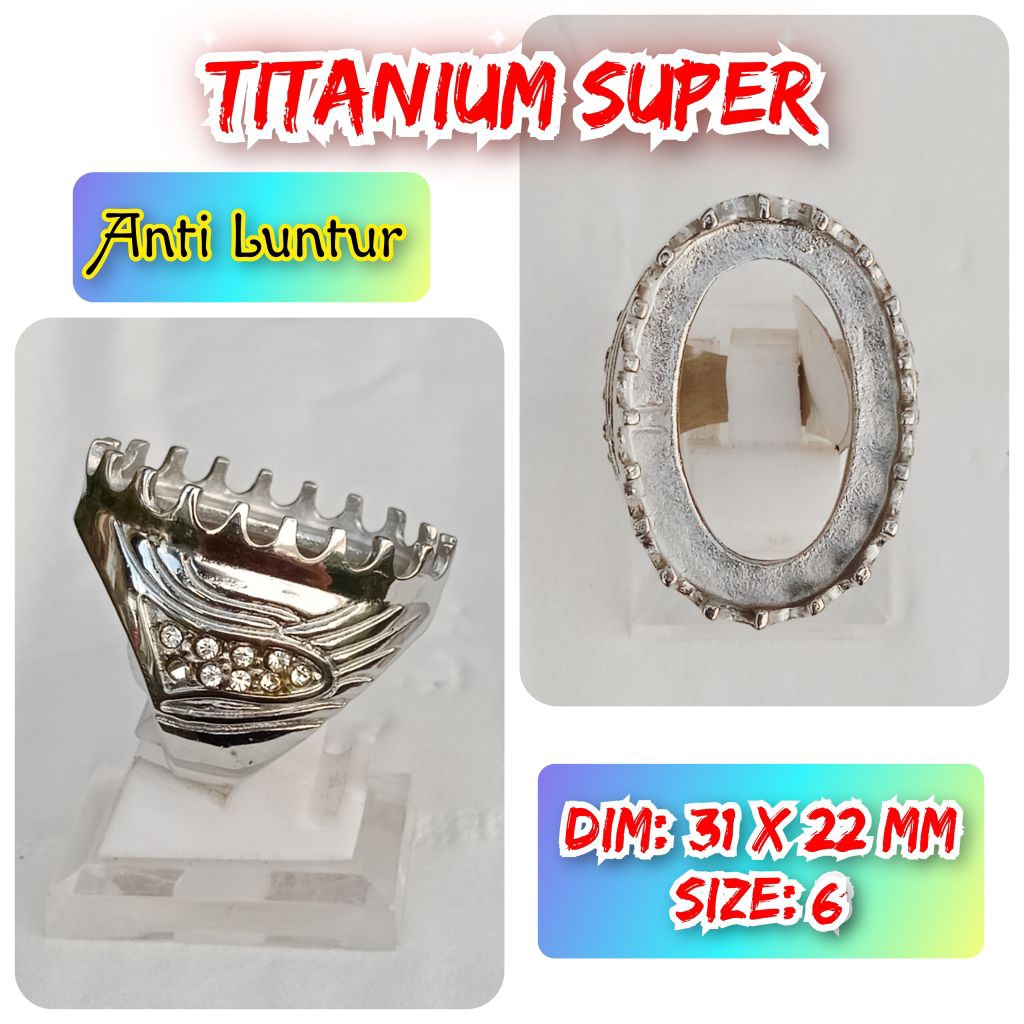cincin emban batu akik batu permata anti Luntur super titanium.12