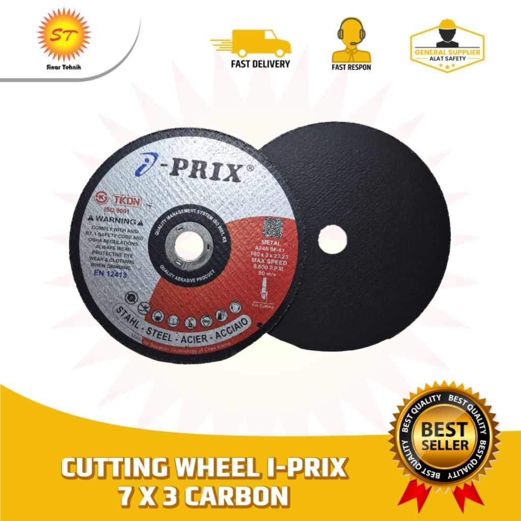Cutting Wheel I-Prix 7 x 3 Carbon | Batu Gerinda Potong I-Prix 180 x 3 x 22.23 mm Carbon
