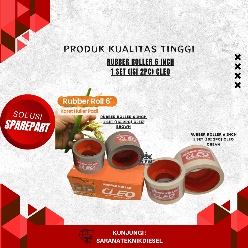 RUBBER ROL PECAH KULIT 6 INCH CLEO RUBBER ROLL GILINGAN PADI PECAH KULIT KARET PECAH KULIT GILINGAN 