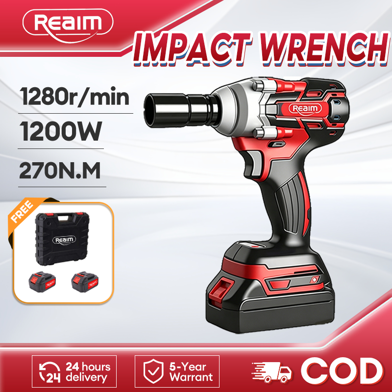 REAIM Impact Wrench Brushless Bor Baterai Bor Listrik Impact Baterai Untuk Baut Mobil