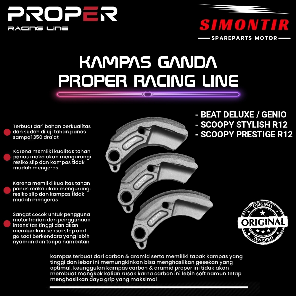 KAMPAS GANDA PROPER RACING LINE GENIO NEW BEAT DELUXE LED SCOOPY STYLISH PRESTIGE NEW BEAT STREET 20