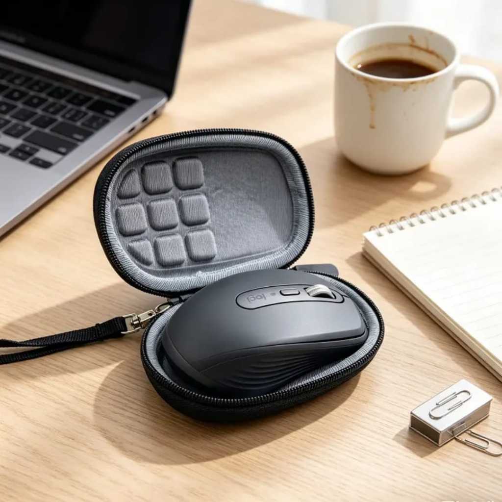 Hard Case Mouse Mini Laptop Premium Logitech – Pelindung Mouse Nirkabel Anti Air Bahan EVA, Tas Trav