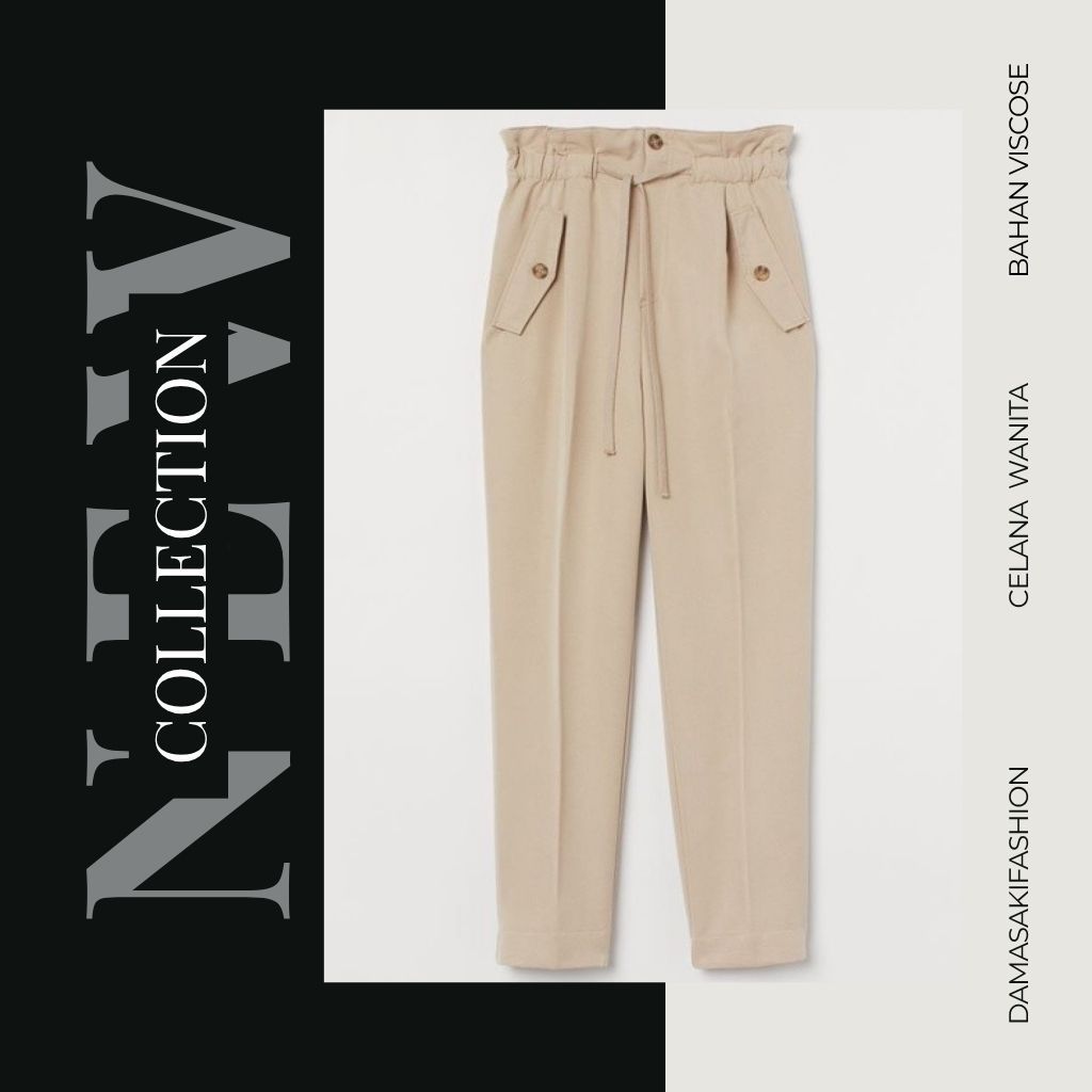 Celana Wanita Viscose Twill High Waist Ankle Length Trouser HM