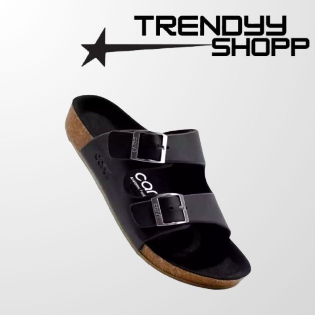 PROMO SANDAL KULIT CARVIL BENZOU 02 ORIGINAL SENDAL CARVIL KULIT SLIDE SELOP PRIA BAN 2