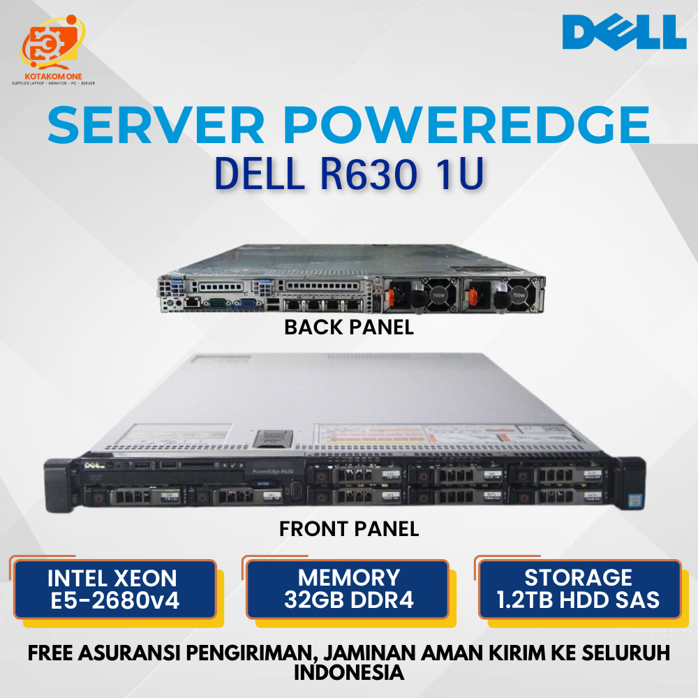PC SERVER Dell PowerEdge R630 (Dual Xeon E5 2680 v4, 32GB, 1.2TB SAS) Server Perusahaan PENGADAAN