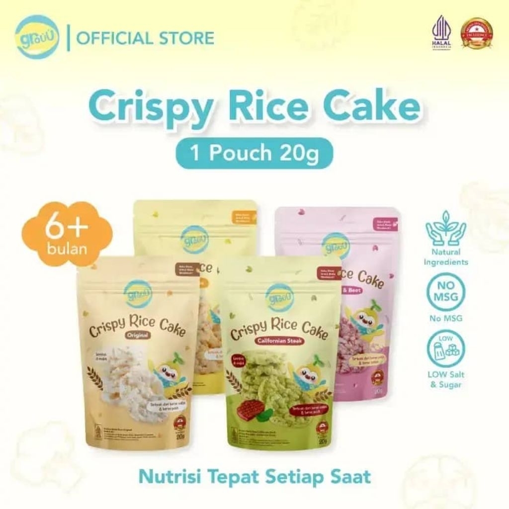 Grouu Crispy Rice Cake Cemilan Bayi 6 bulan 20gr