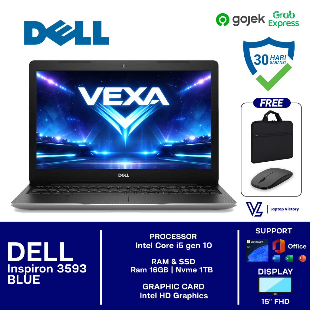 Laptop Kerja Dell Inspiron 3593 Intel Core i5 gen 10 | Layar 15 inch | Cocok untuk Kerja Office