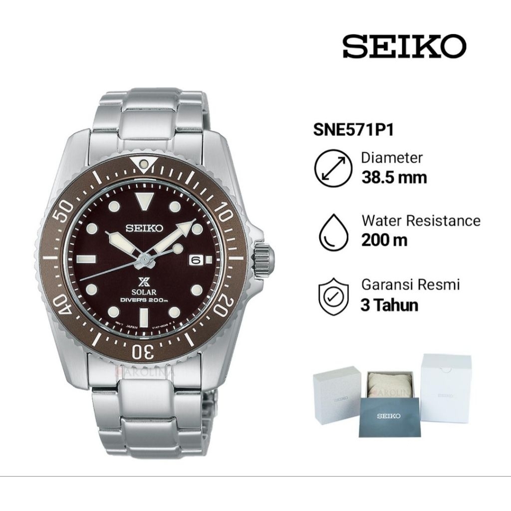 Seiko Prospex SNE571P1 Solar Divers 200M Jam Tangan Pria Original