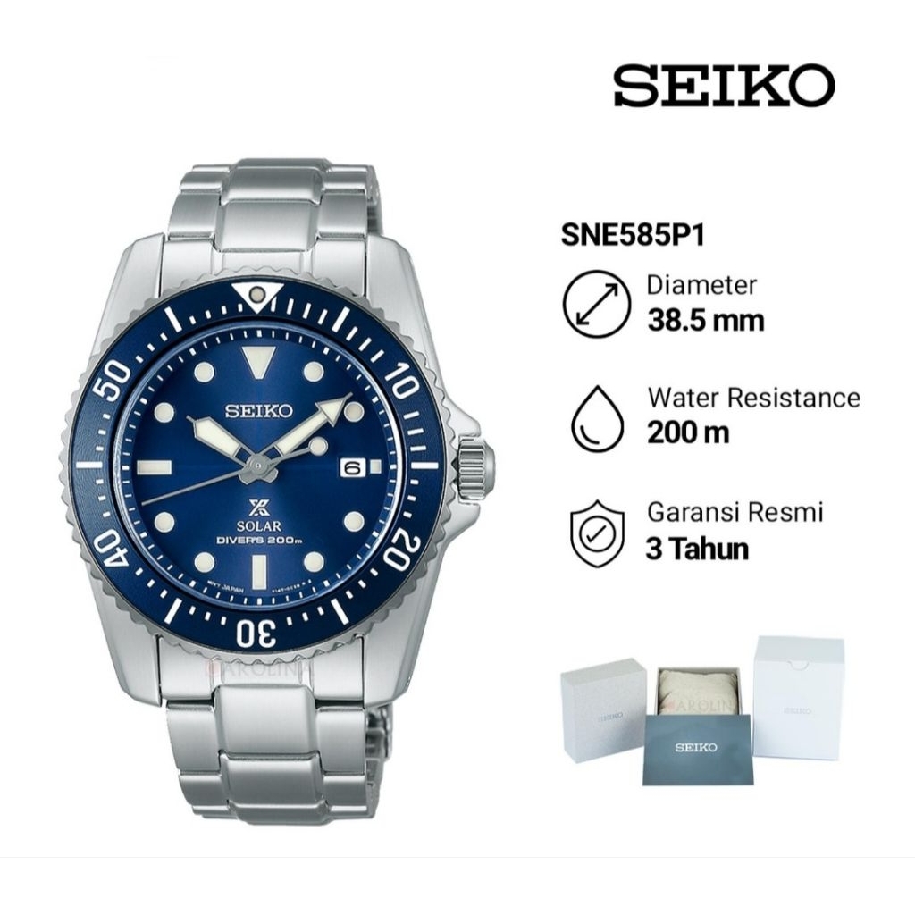 Seiko Prospex SNE585P1 Solar Divers 200M Jam Tangan Pria Original