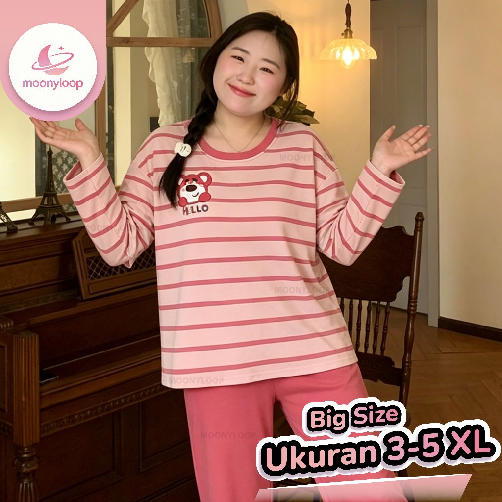 Moonyloop 2in1 Piyama Jumbo Wanita 5XL  | Baju Tidur Jumbo 5XL | Piyama Oversize Wanita Dewasa | piy