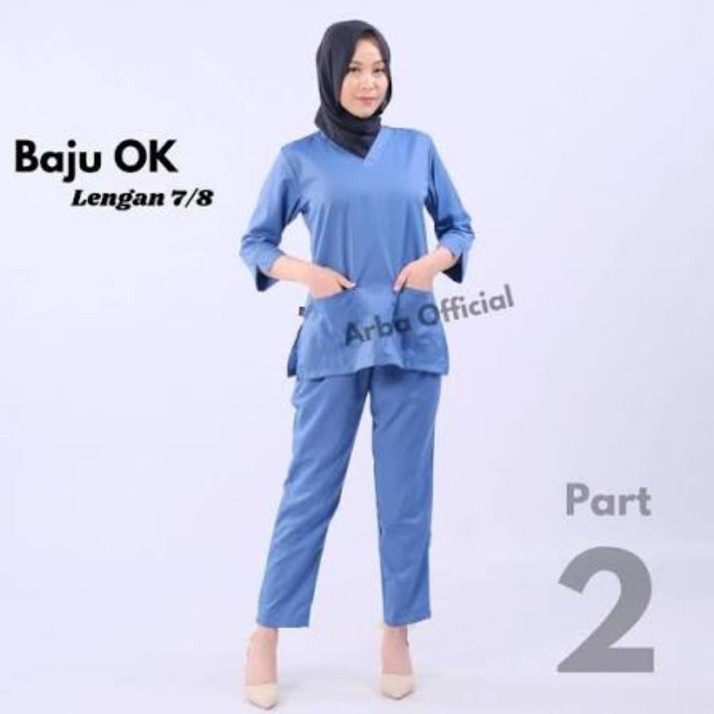 Setelan Baju OK lengan 7/8 warna Army