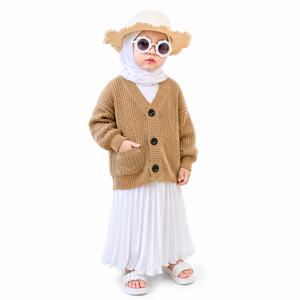 Nakara Cardigan Rajut Anak Perempuan 2 - 12 Tahun Balon Import Premium Korea