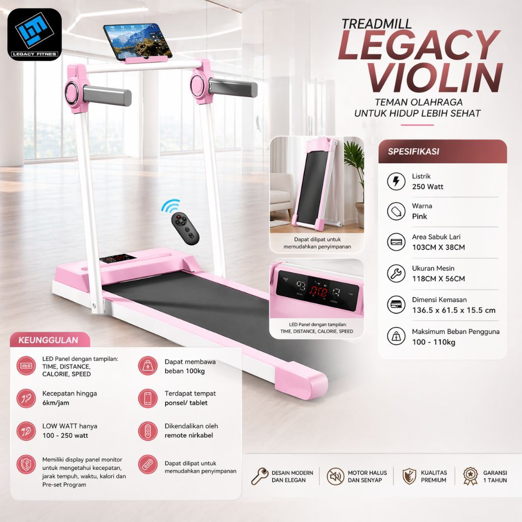 New Treadmill Elektrik Pad Pink Legacy Violin