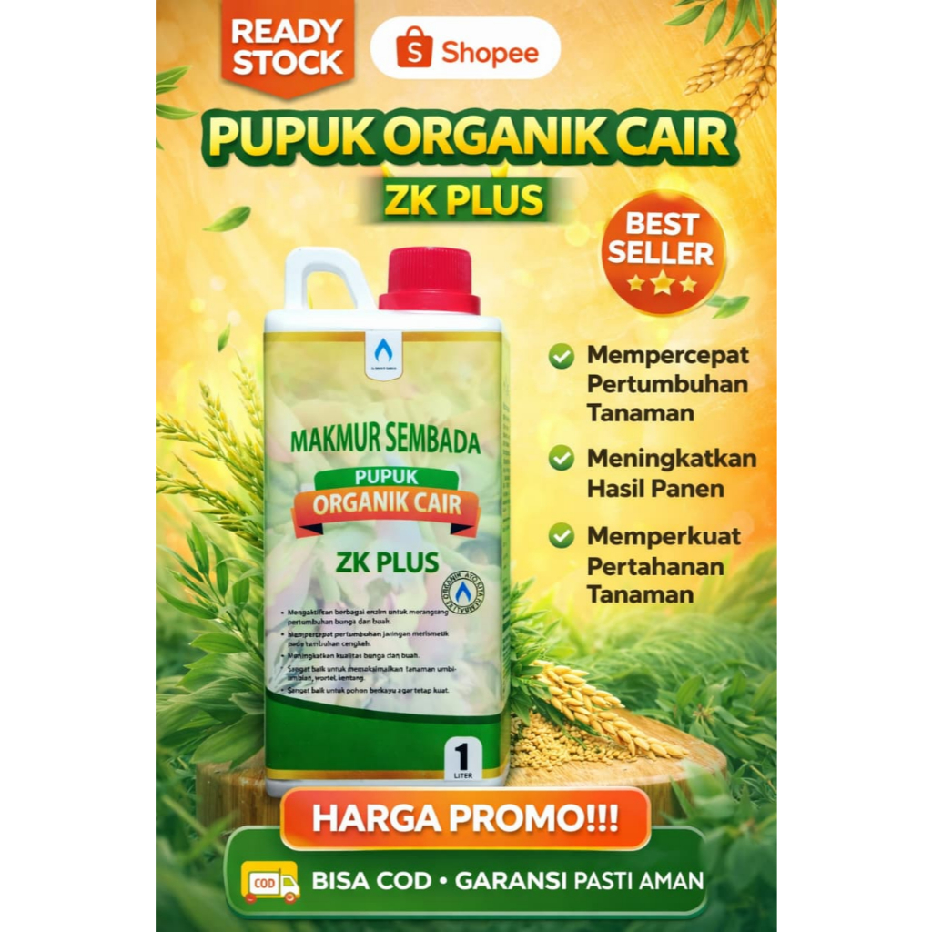 Pupuk Organik Cair ZK Plus, Pupuk Kalium Spesialis Buah & Umbi 1 Liter