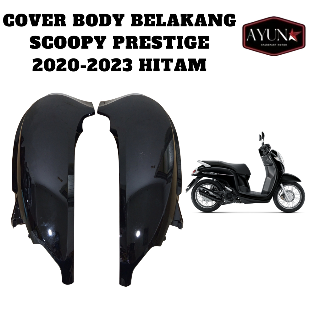 Cover Body Belakang Honda Scoopy Prestige 2020-2023 Bodi Samping Scoopy Prestige K2F HITAM Tenshi