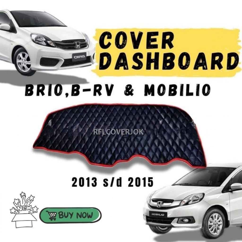 Cover Alas Dashboard Mobil Honda Brio ,Brv Dan Mobilo, 2013-2015 Pelindung Dasbord Kulit Motif Wajik
