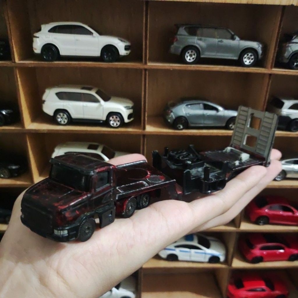 diecast siku super gmbh truk trailer hitam junk loose