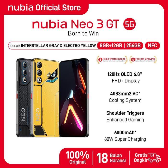 HP Gaming NUBIA Neo 3 GT 5G RAM 20 GB (8 +12 GB) + ROM 256 GB 6000mAH Super Fast Charging 80W Garans