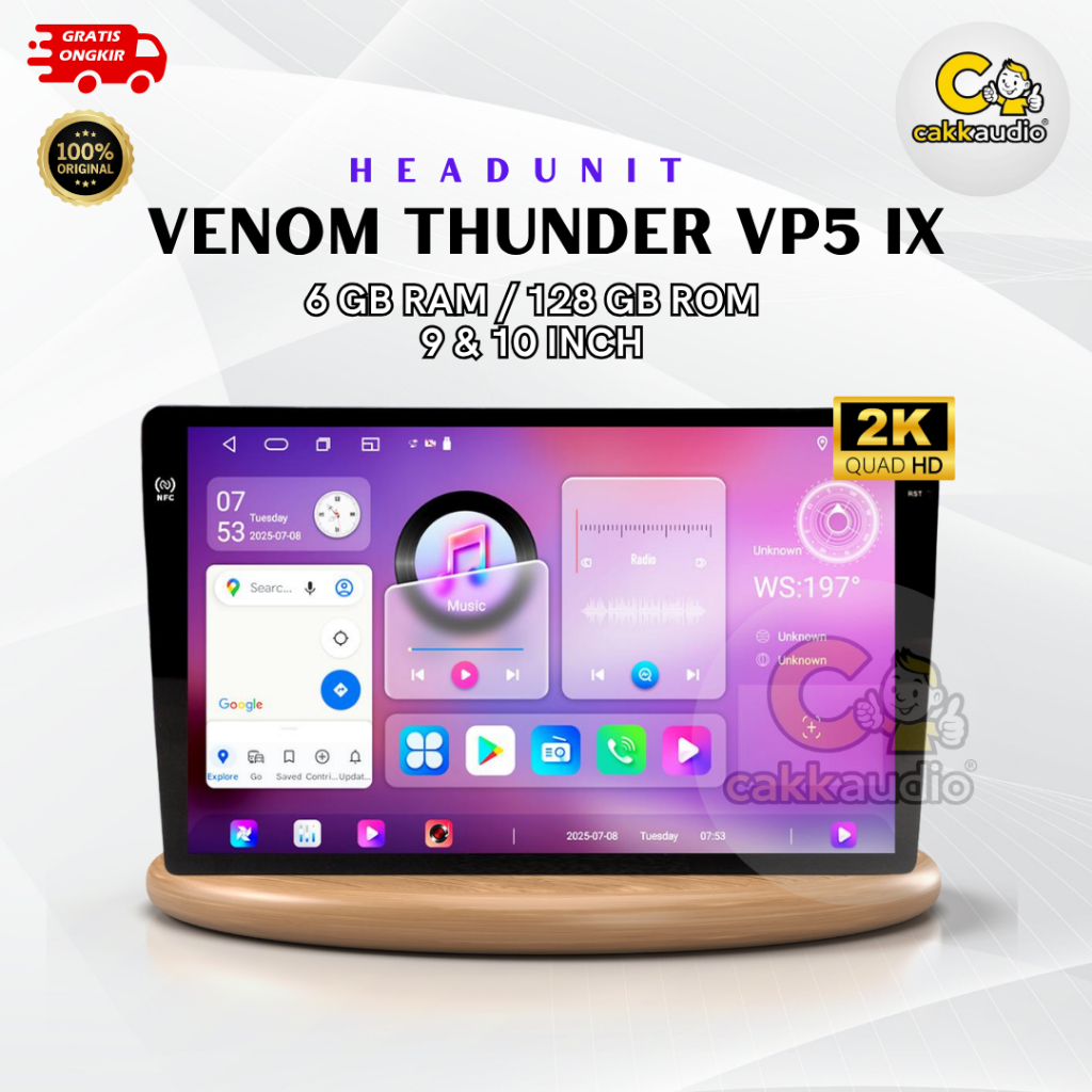 Head Unit Android Venom Thunder VP5 IX | 9 Inch/10 Inch | 6GB RAM + 128GB ROM