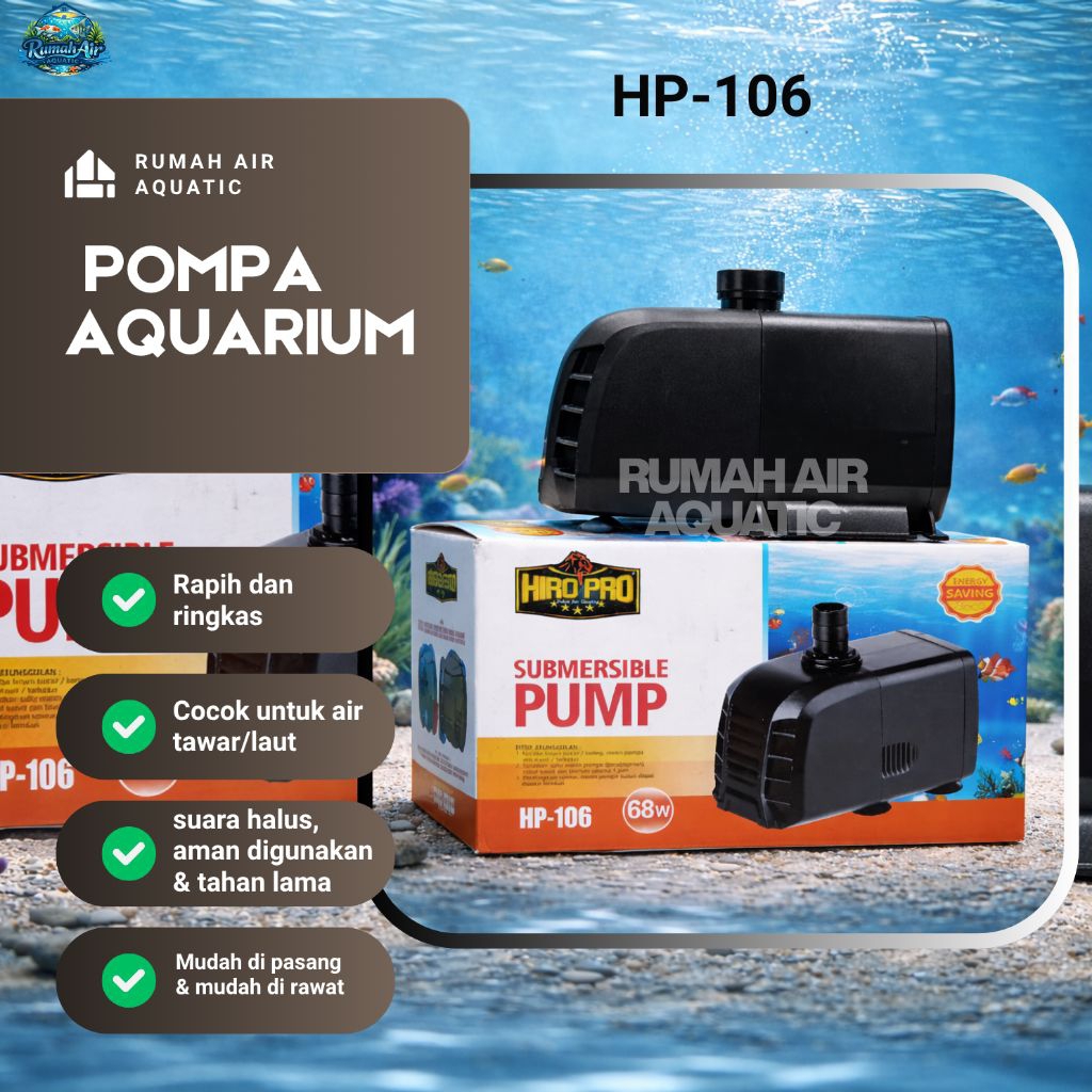 Mesin Pompa Aquarium Kolam Hidroponik Celup HIRO PRO HP 106 / HIRO PRO HP 104 ANTI TERBAKAR