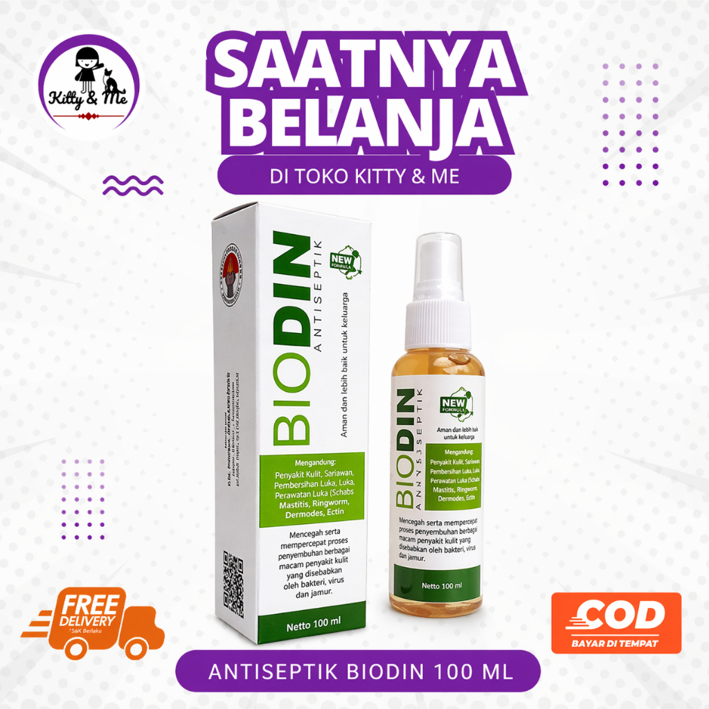 BIODIN SPRAY 100 ML - Spray PMK Jamur Scabies Biodin Semua Hewan